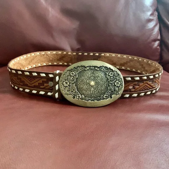 Accessories | Western Belt Leather With Brass Buckle 37  display picture 2